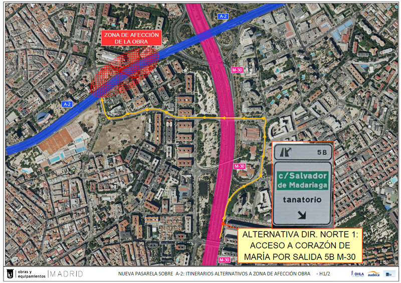 El Ayuntamiento instalará este fin de semana el tramo central de la nueva pasarela peatonal sobre la A2