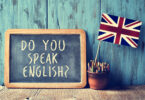 text do you speak english? in a chalkboard, filtered